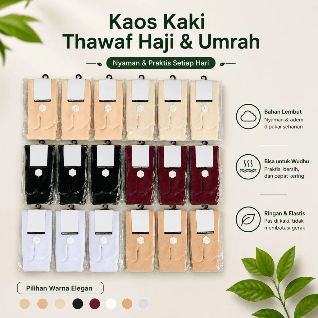 Paket Hemat Kaos Kaki Thawaf Ecosock Jempol Haji dan Umroh - Fashion Muslim - image 1 of 2