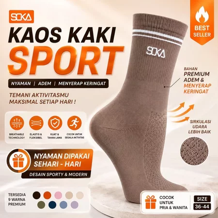 Kaos Kaki Sport Olahraga Tebal Pria Wanita Anti Bau Premium - image 1 of 1
